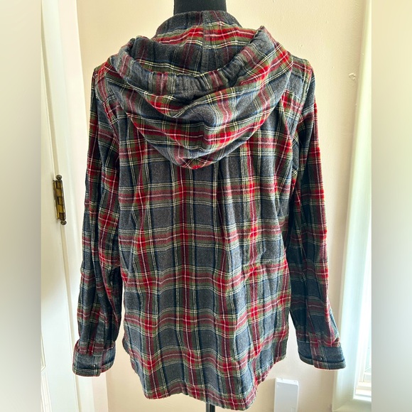 L.L. Bean Women's Scotch Plaid Flannel Shirt, Relaxed Zip Hoodie - Picture 4 of 14
